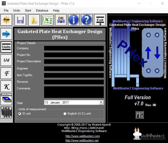 Thermal analysis calculations for Plate Ht.Ex