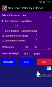 Gas sonic velocity mobile app