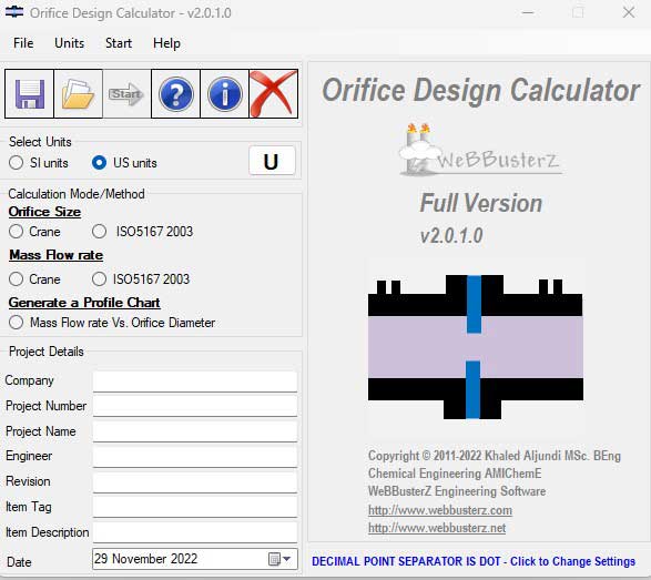 Orifice design calculator